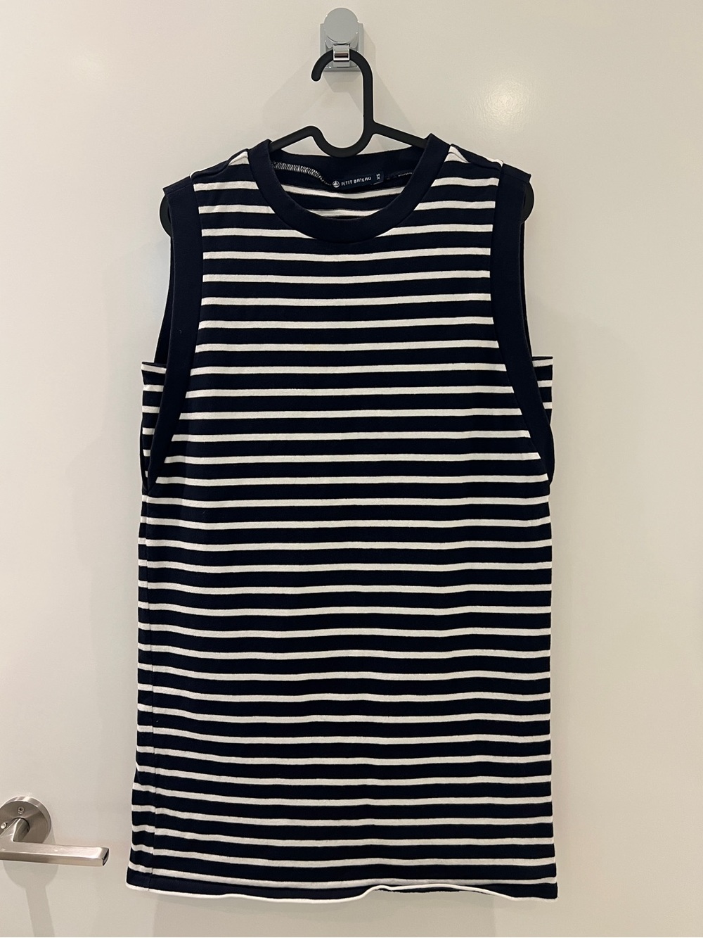 Petit Bateau Navy and White Striped Vest Top